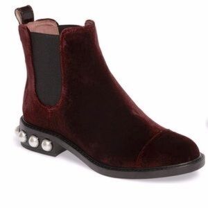 Louise et Cie Maroon Velvet Pearl Booties Sz. 9